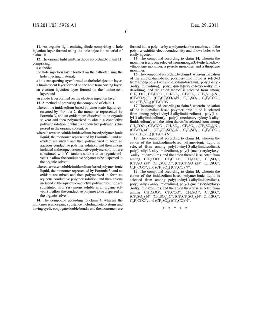 COMPOUNDS USABLE AS MATERIALS FOR A HOLE INJECTION LAYER OR HOLE TRANSPORT     LAYER, AND ORGANIC LIGHT-EMITTING DIODE USING SAME - diagram, schematic, and image 08