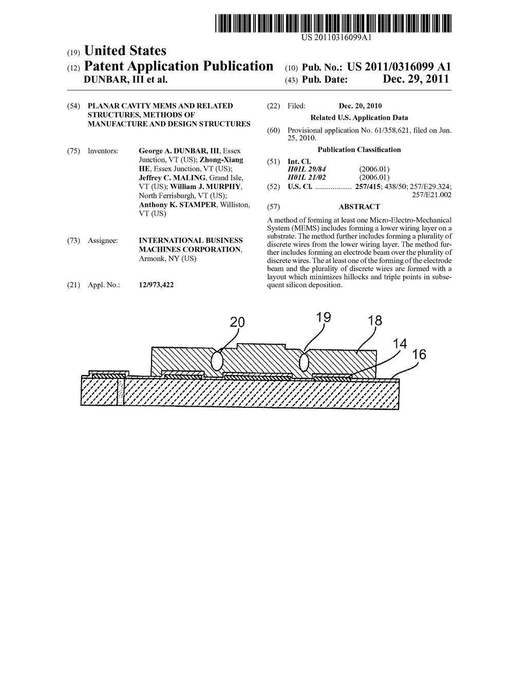 PLANAR CAVITY MEMS AND RELATED STRUCTURES, METHODS OF MANUFACTURE AND     DESIGN STRUCTURES - diagram, schematic, and image 01