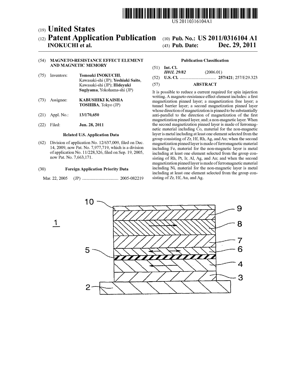 MAGNETO-RESISTANCE EFFECT ELEMENT AND MAGNETIC MEMORY - diagram, schematic, and image 01