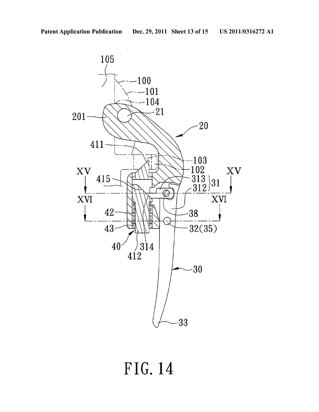 EASILY UNLATCHABLE CAM-LOCK ACTUATING DEVICE FOR USE IN A LOCKING COUPLING     ASSEMBLY THAT COUPLES TWO TUBULAR MEMBERS - diagram, schematic, and image 14