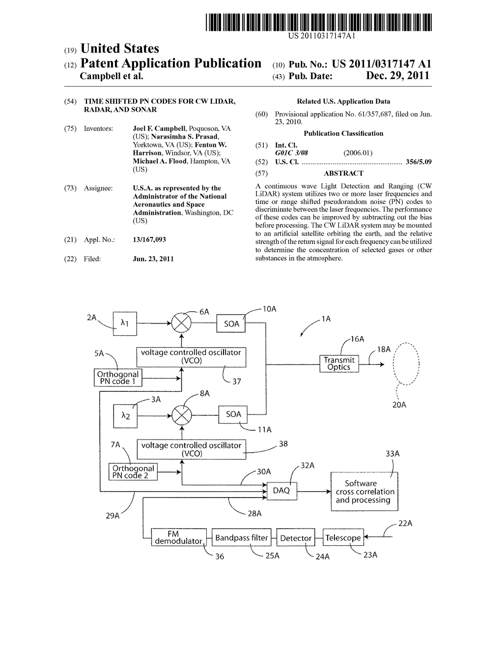 Time Shifted PN Codes for CW LIDAR, RADAR, and SONAR - diagram, schematic, and image 01