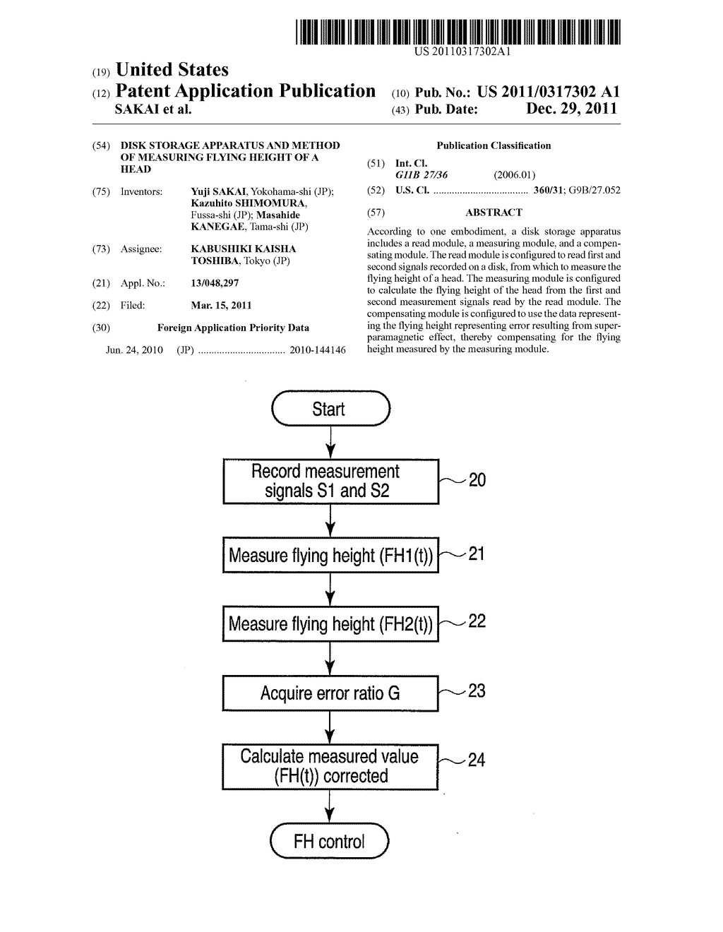 DISK STORAGE APPARATUS AND METHOD OF MEASURING FLYING HEIGHT OF A HEAD - diagram, schematic, and image 01