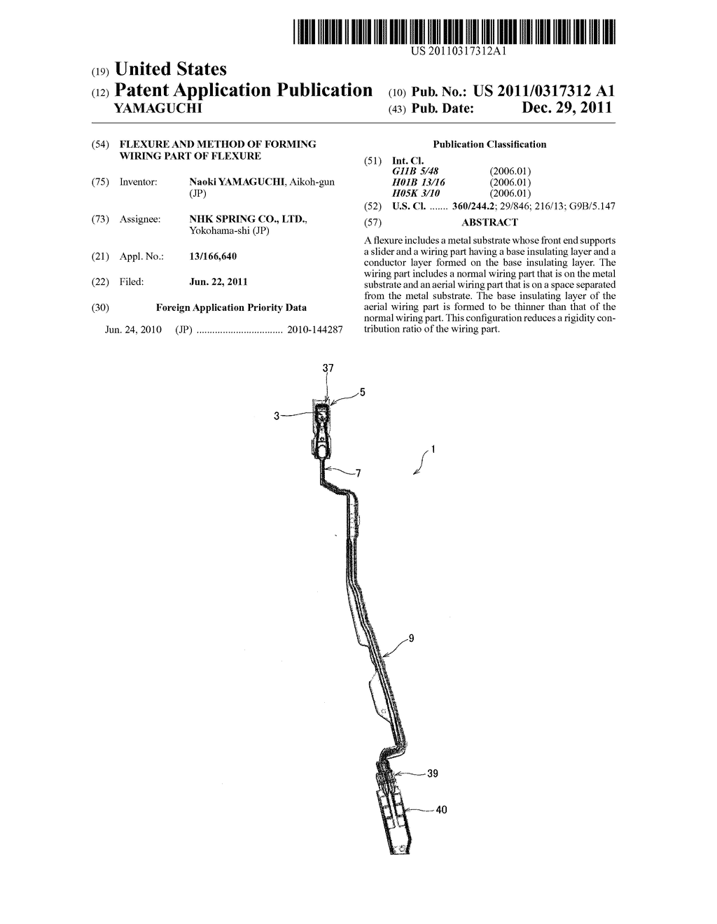 FLEXURE AND METHOD OF FORMING WIRING PART OF FLEXURE - diagram, schematic, and image 01