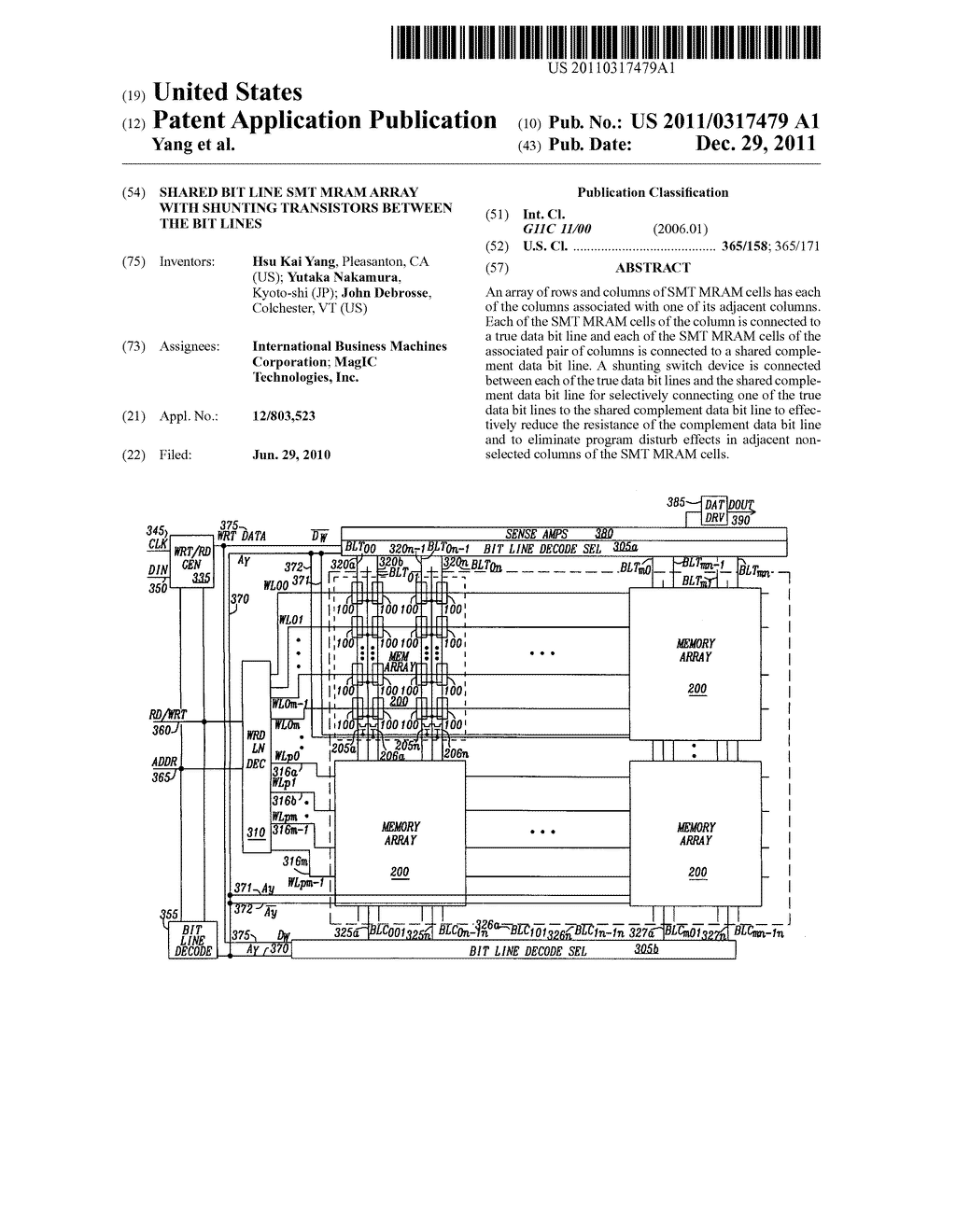 Shared bit line SMT MRAM array with shunting transistors between the bit     lines - diagram, schematic, and image 01