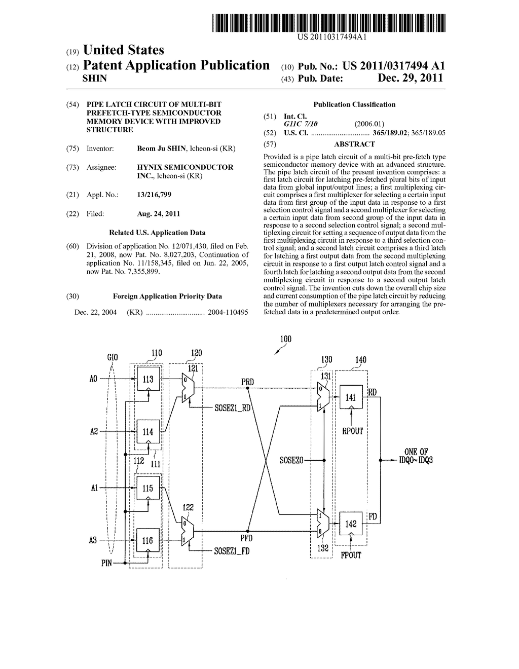 PIPE LATCH CIRCUIT OF MULTI-BIT PREFETCH-TYPE SEMICONDUCTOR MEMORY DEVICE     WITH IMPROVED STRUCTURE - diagram, schematic, and image 01