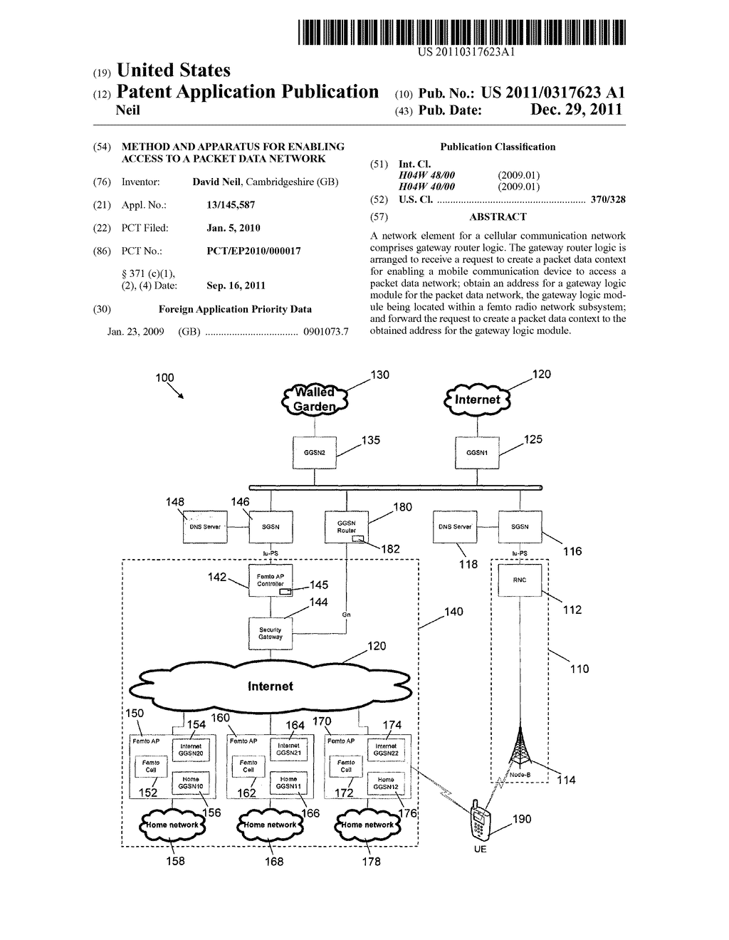 METHOD AND APPARATUS FOR ENABLING ACCESS TO A PACKET DATA NETWORK - diagram, schematic, and image 01