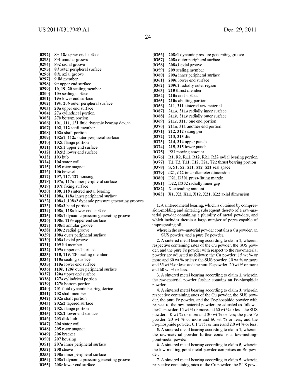 SINTERED METALLIC BEARING AND FLUID DYNAMIC BEARING DEVICE EQUIPPED WITH     THE BEARING - diagram, schematic, and image 44