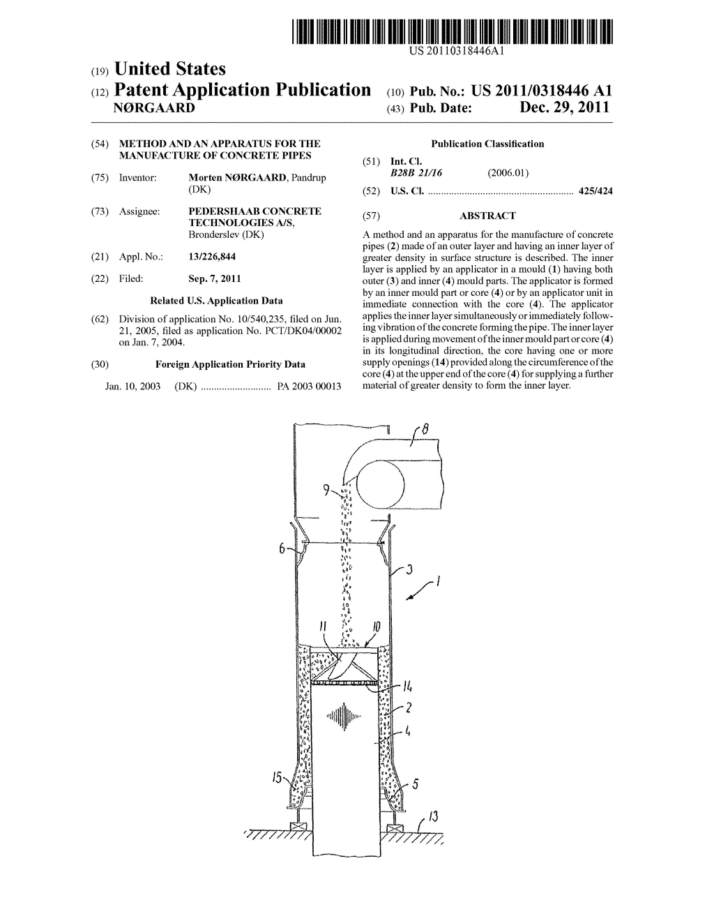 Method And An Apparatus For The Manufacture Of Concrete Pipes - diagram, schematic, and image 01