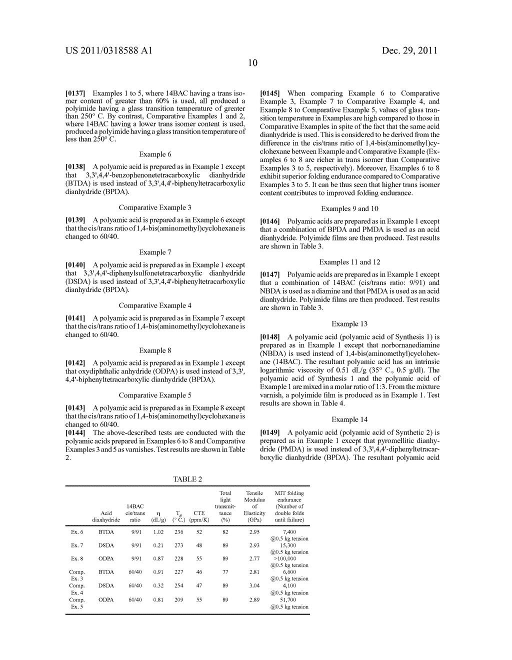 POLYAMIC ACID AND POLYIMIDE, PROCESSES FOR THE PRODUCTION OF SAME,     COMPOSITONS CONTAINING SAME, AND USES THEREOF - diagram, schematic, and image 11