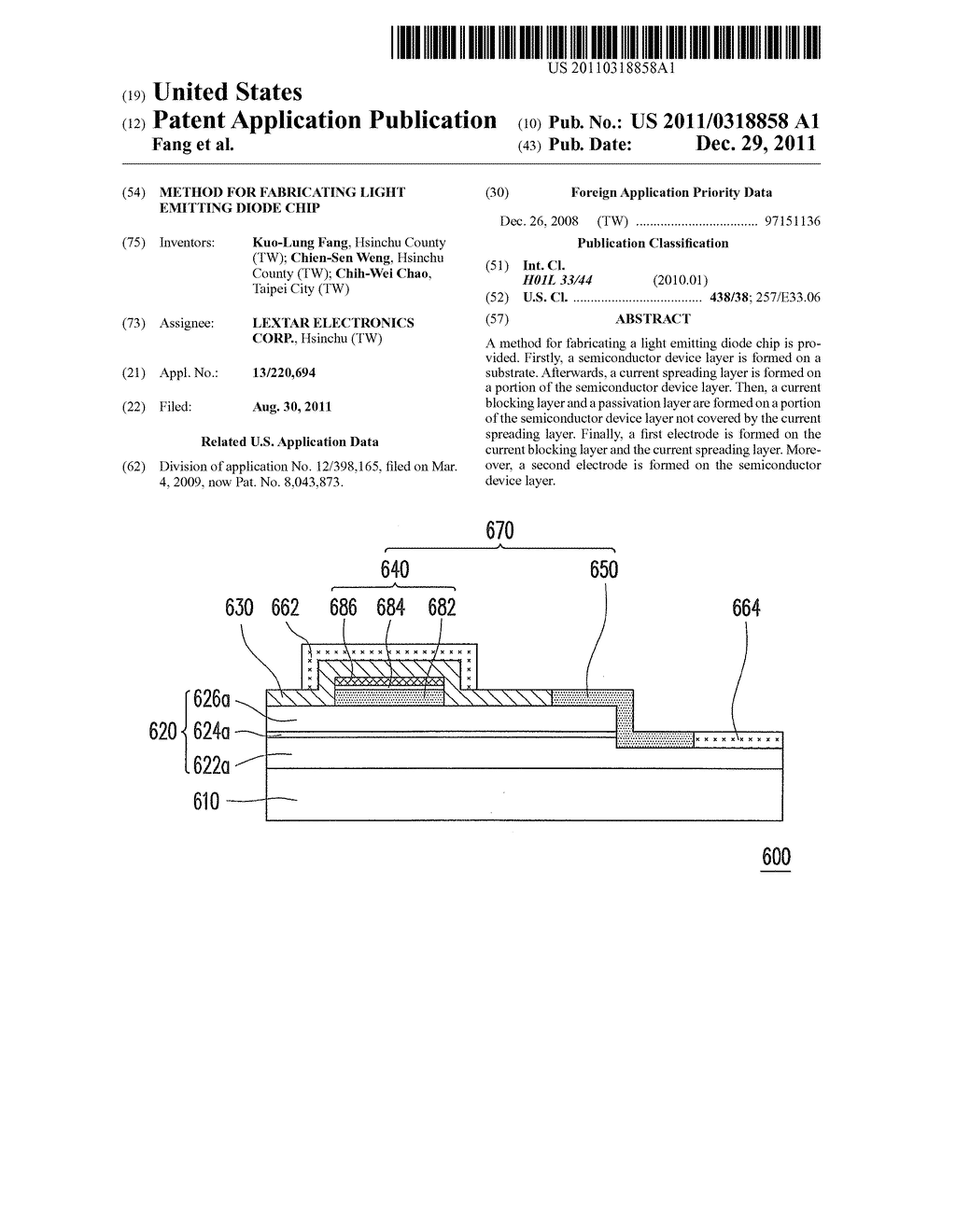 METHOD FOR FABRICATING LIGHT EMITTING DIODE CHIP - diagram, schematic, and image 01