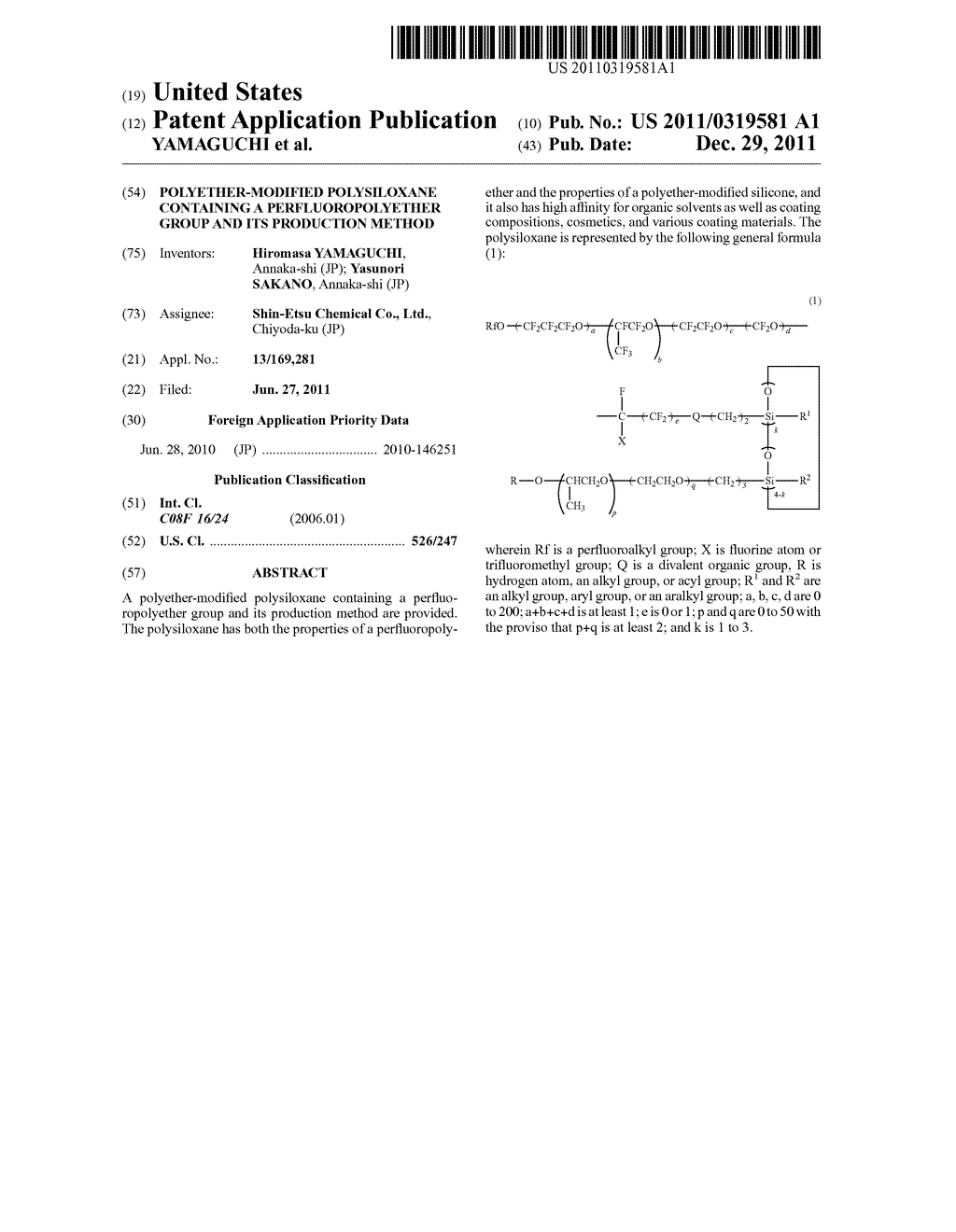 POLYETHER-MODIFIED POLYSILOXANE CONTAINING A PERFLUOROPOLYETHER GROUP AND     ITS PRODUCTION METHOD - diagram, schematic, and image 01