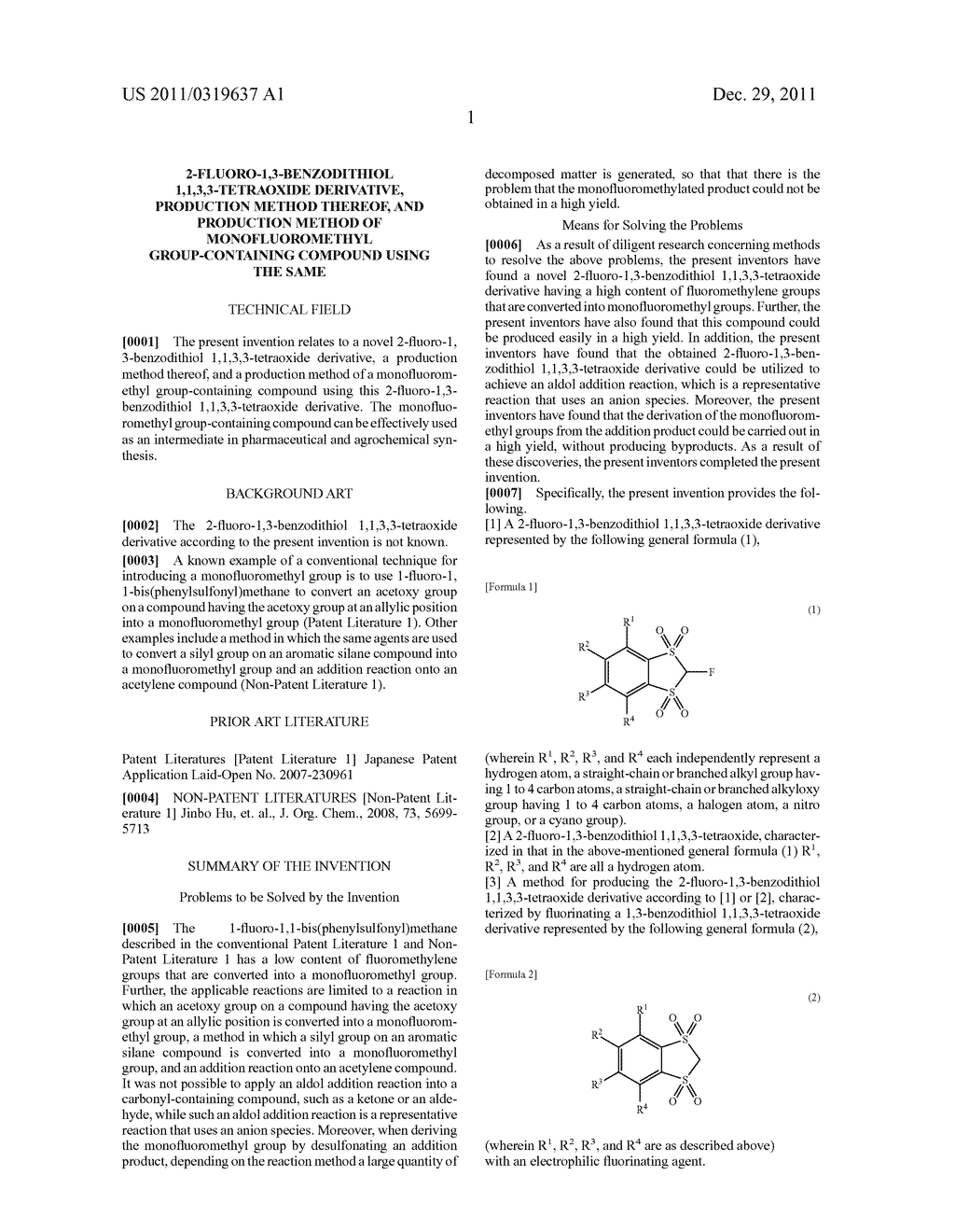 2-FLUORO-1,3-BENZODITHIOL 1,1,3,3-TETRAOXIDE DERIVATIVE, PRODUCTION METHOD     THEREOF, AND PRODUCTION METHOD OF MONOFLUOROMETHYL GROUP-CONTAINING     COMPOUND USING THE SAME - diagram, schematic, and image 02