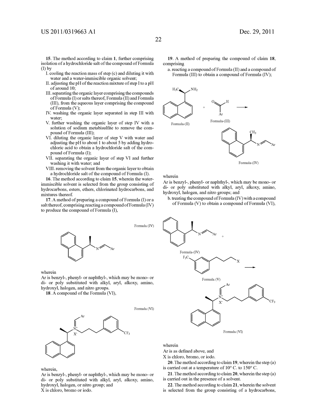 Method For The Preparation Of Cinacalcet And Intermediates And Impurities     Thereof - diagram, schematic, and image 23