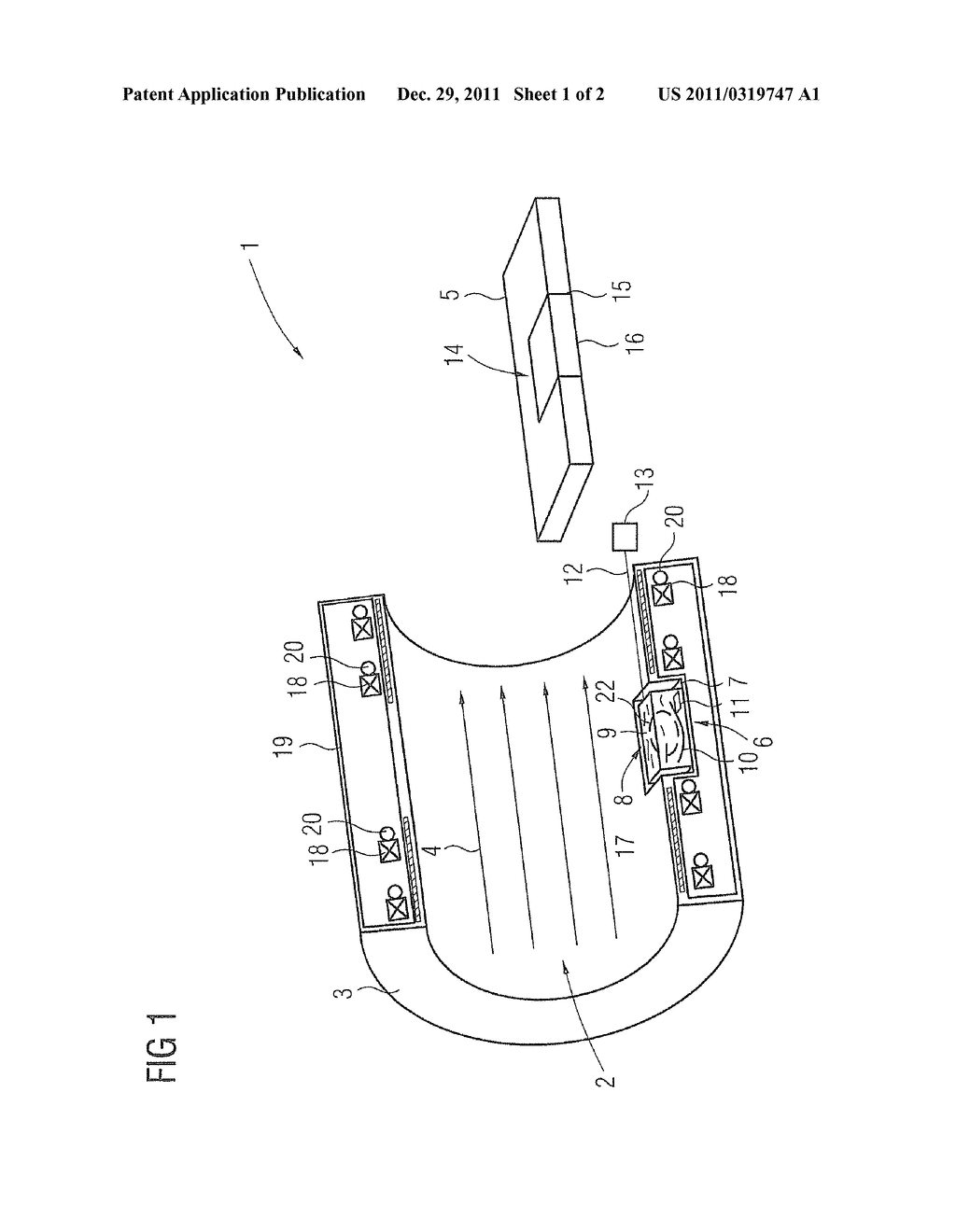 MAGNETIC RESONANCE DEVICE FOR USE IN A MAGNETIC RESONANCE-GUIDED     ULTRASOUND TREATMENT - diagram, schematic, and image 02