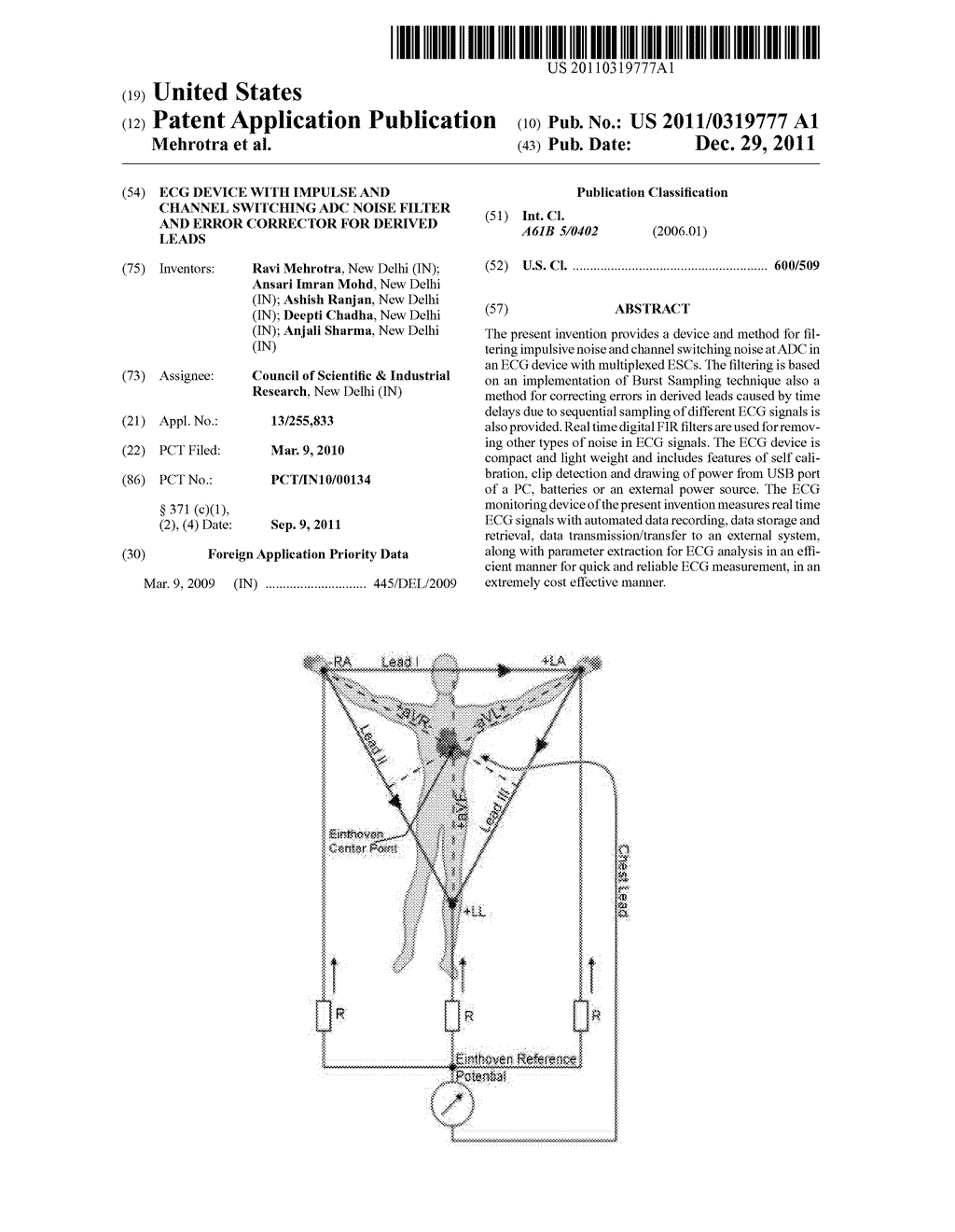 ECG DEVICE WITH IMPULSE AND CHANNEL SWITCHING ADC NOISE FILTER AND ERROR     CORRECTOR FOR DERIVED LEADS - diagram, schematic, and image 01