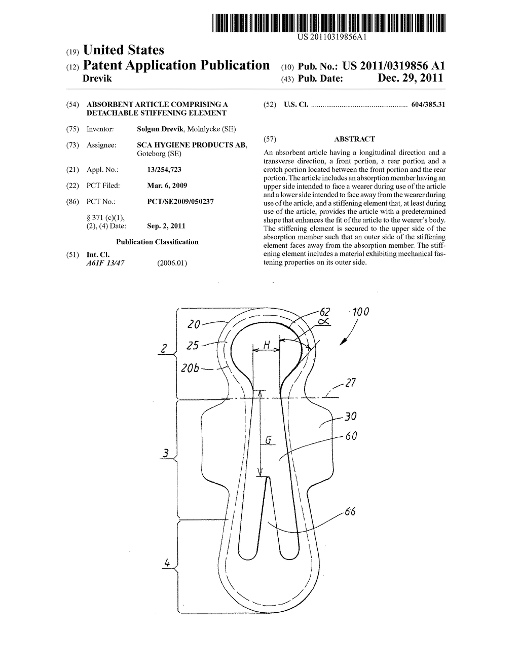 ABSORBENT ARTICLE COMPRISING A DETACHABLE STIFFENING ELEMENT - diagram, schematic, and image 01