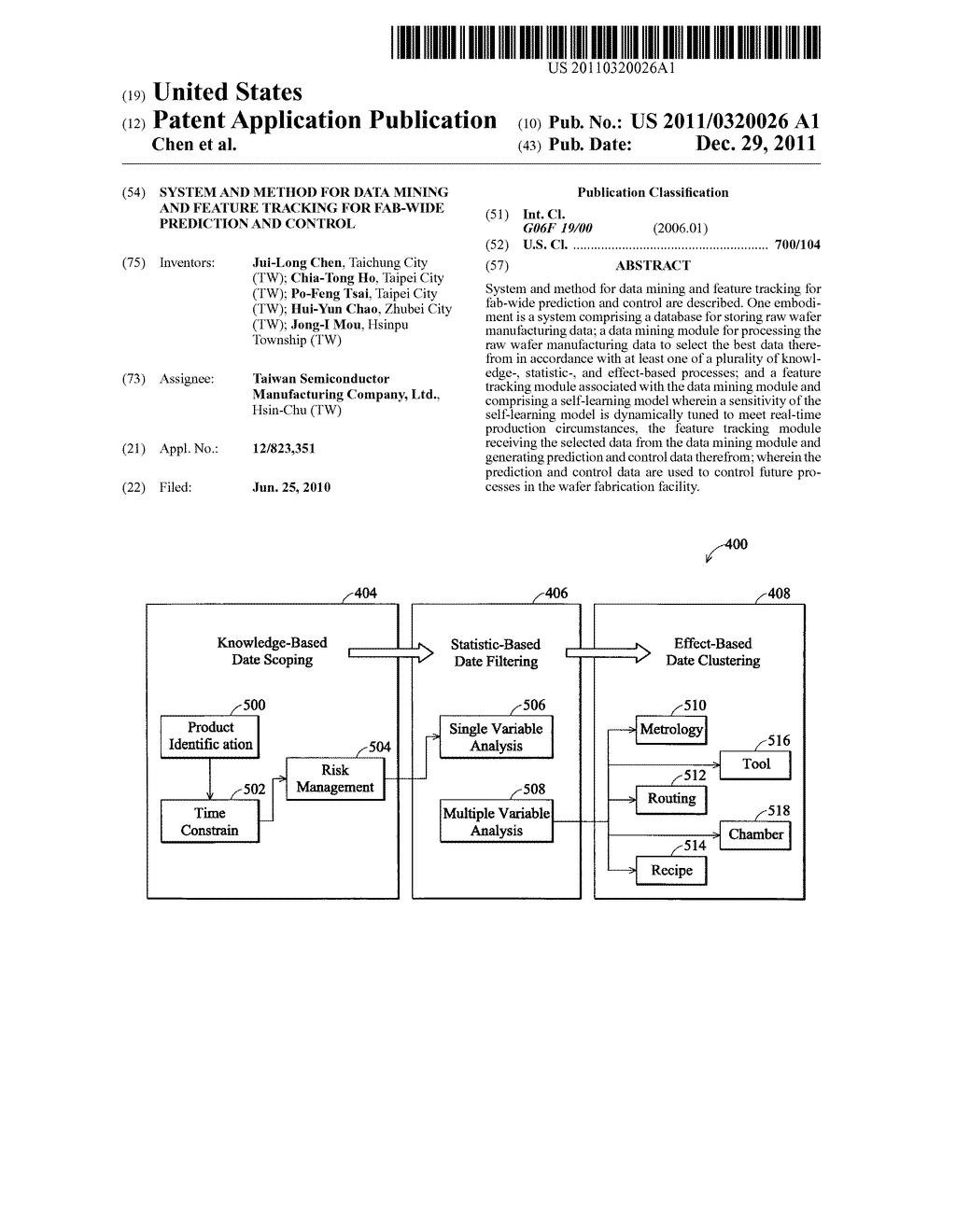 SYSTEM AND METHOD FOR DATA MINING AND FEATURE TRACKING FOR FAB-WIDE     PREDICTION AND CONTROL - diagram, schematic, and image 01