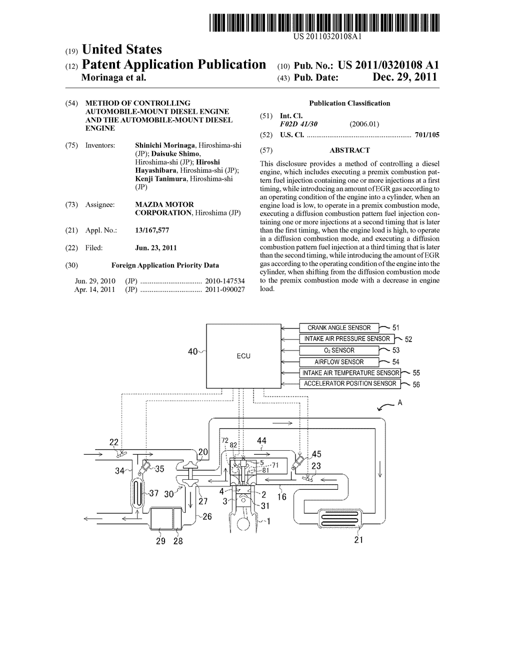 METHOD OF CONTROLLING AUTOMOBILE-MOUNT DIESEL ENGINE AND THE     AUTOMOBILE-MOUNT DIESEL ENGINE - diagram, schematic, and image 01