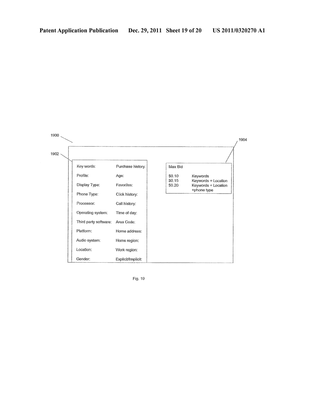 SYSTEM FOR TARGETING ADVERTISING CONTENT TO A PLURALITY OF MOBILE     COMMUNICATION FACILITIES - diagram, schematic, and image 20