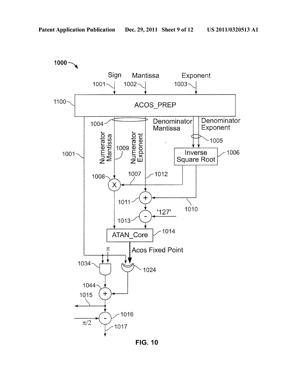 CALCULATION OF TRIGONOMETRIC FUNCTIONS IN AN INTEGRATED CIRCUIT DEVICE - diagram, schematic, and image 10