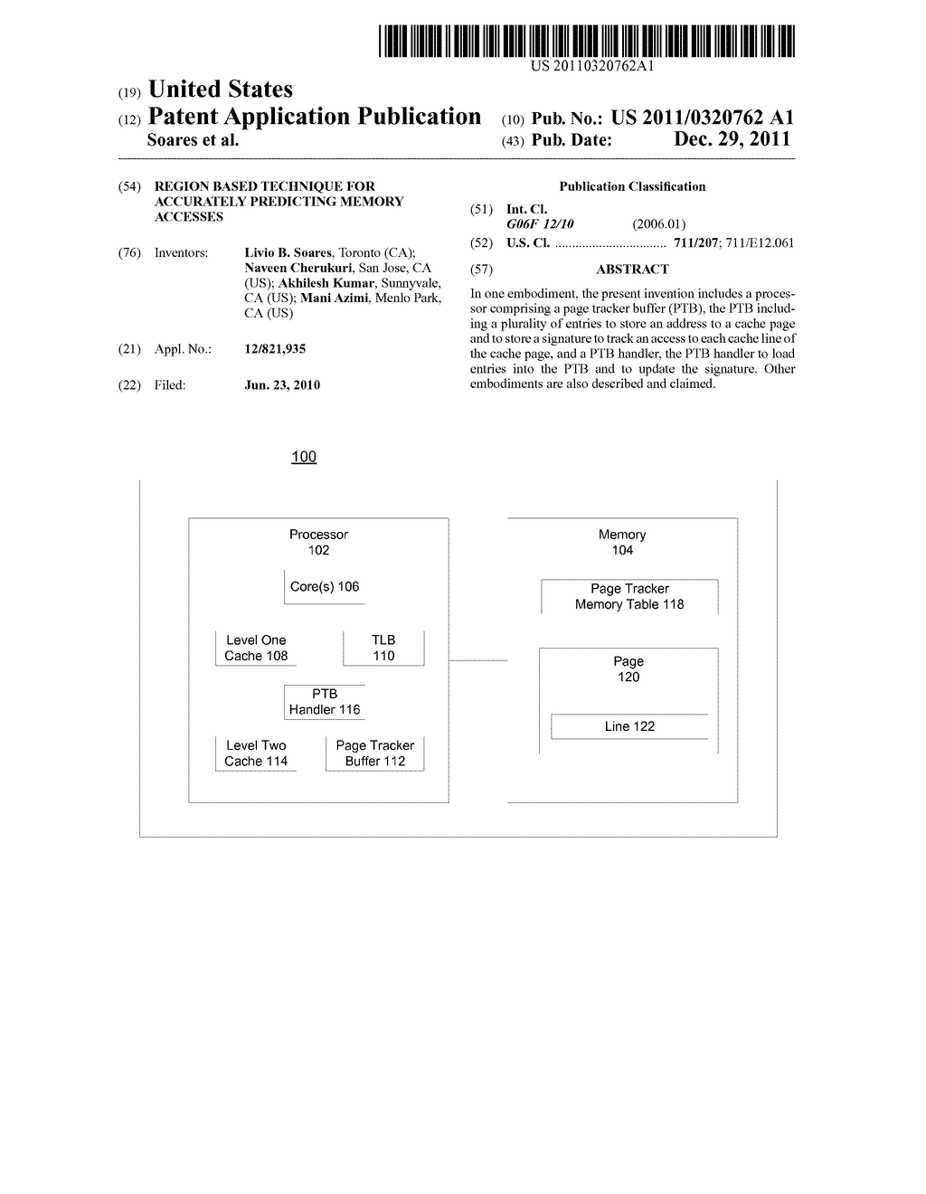 REGION BASED TECHNIQUE FOR ACCURATELY PREDICTING MEMORY ACCESSES - diagram, schematic, and image 01