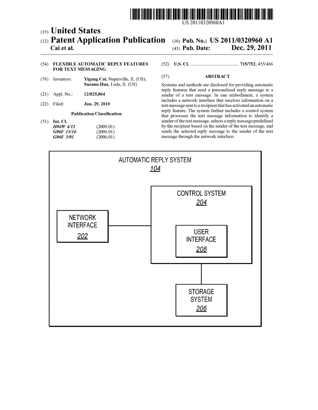 FLEXIBLE AUTOMATIC REPLY FEATURES FOR TEXT MESSAGING - diagram, schematic, and image 01