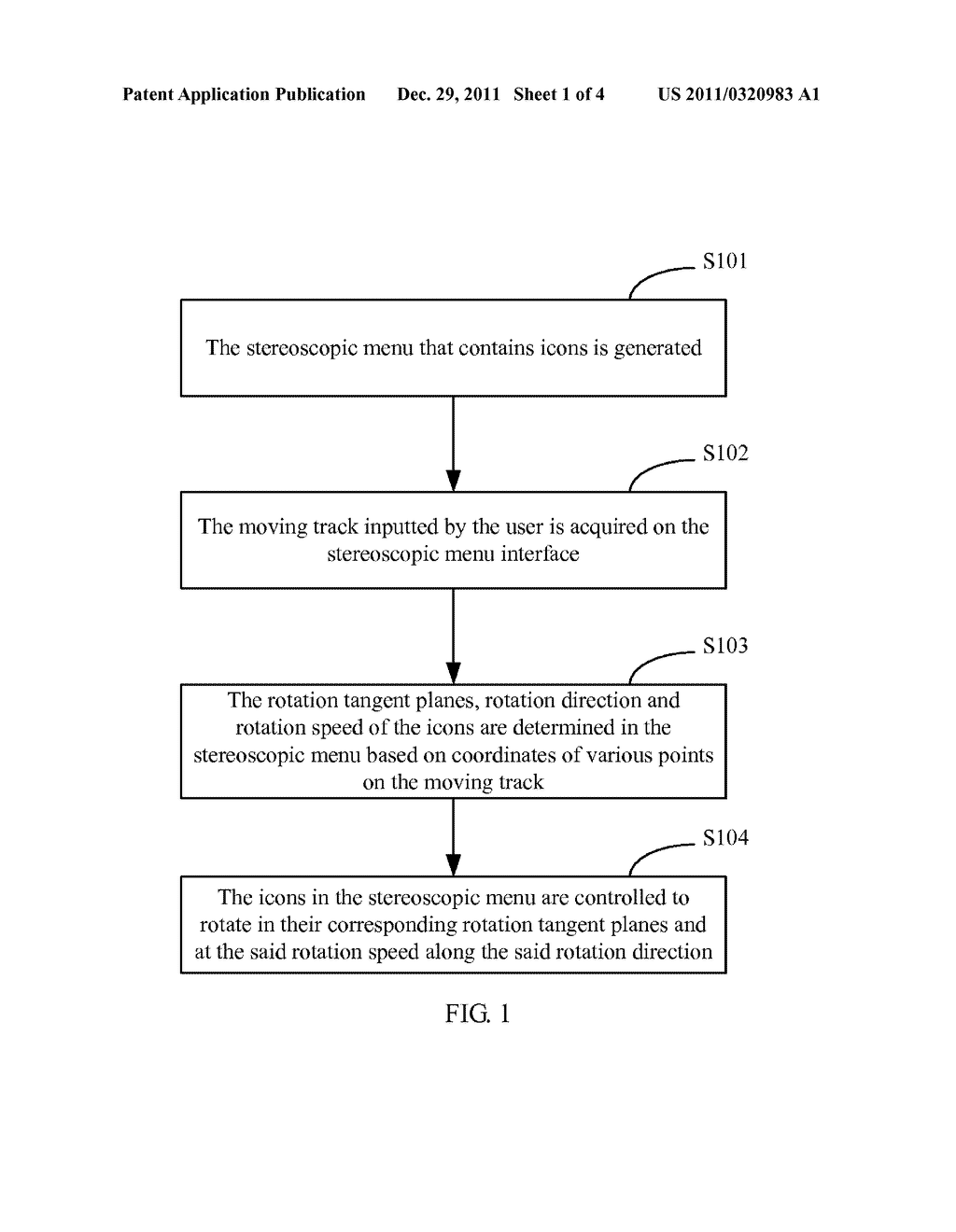 METHOD AND SYSTEM FOR CONTROLLING STEREOSCOPIC MENU DISPLAY, AND MOBILE     COMMUNICATION TERMINAL - diagram, schematic, and image 02