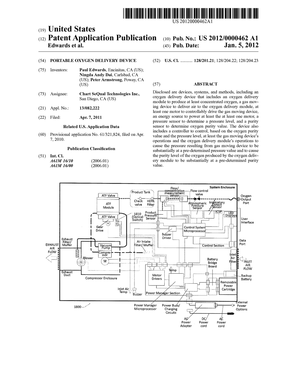 Portable Oxygen Delivery Device - diagram, schematic, and image 01