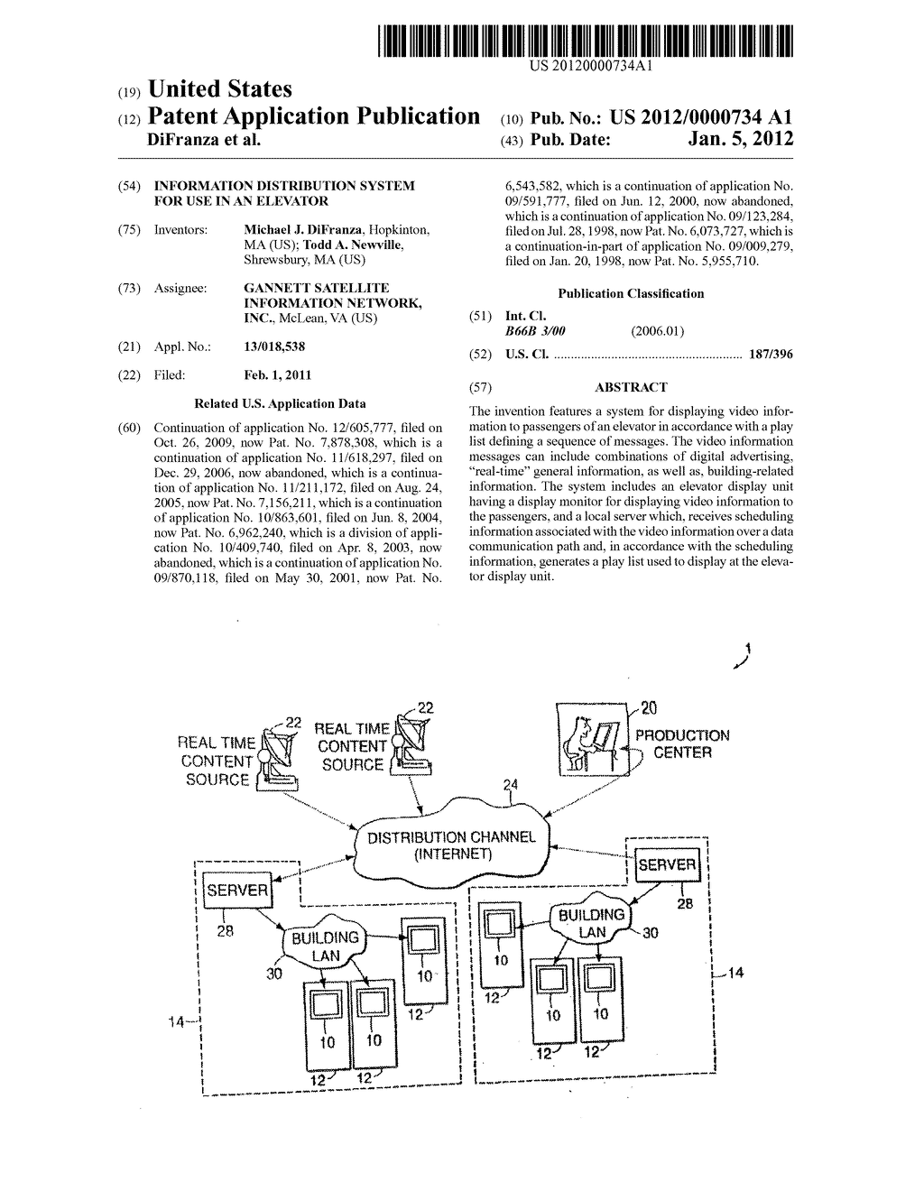 Information Distribution System for Use in an Elevator - diagram, schematic, and image 01