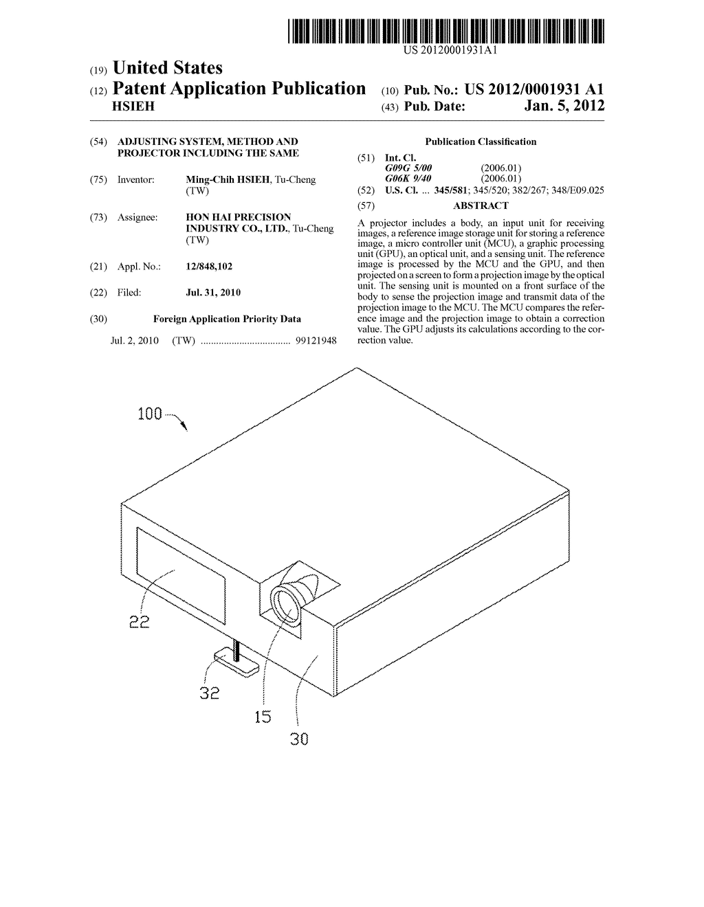 ADJUSTING SYSTEM, METHOD AND PROJECTOR INCLUDING THE SAME - diagram, schematic, and image 01