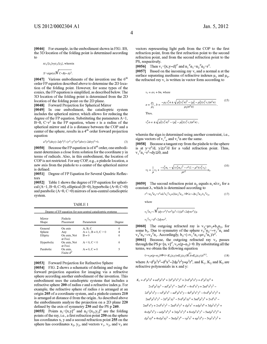 Method and System for Determining Projections in Non-Central Catadioptric     Optical Systems - diagram, schematic, and image 11