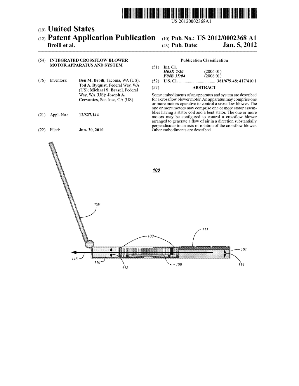 INTEGRATED CROSSFLOW BLOWER MOTOR APPARATUS AND SYSTEM - diagram, schematic, and image 01