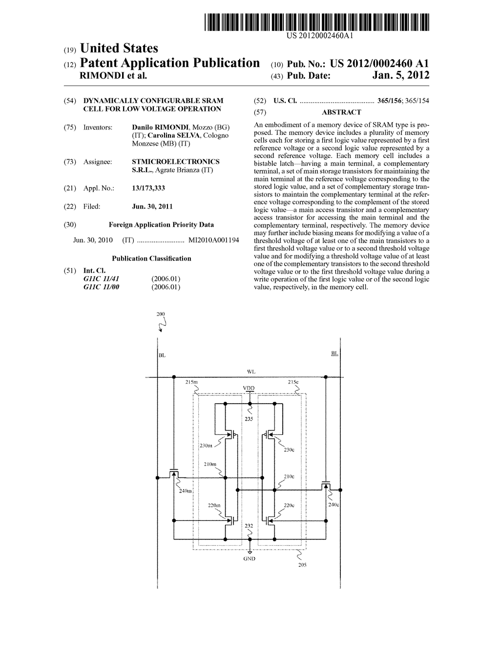 DYNAMICALLY CONFIGURABLE SRAM CELL FOR LOW VOLTAGE OPERATION - diagram, schematic, and image 01