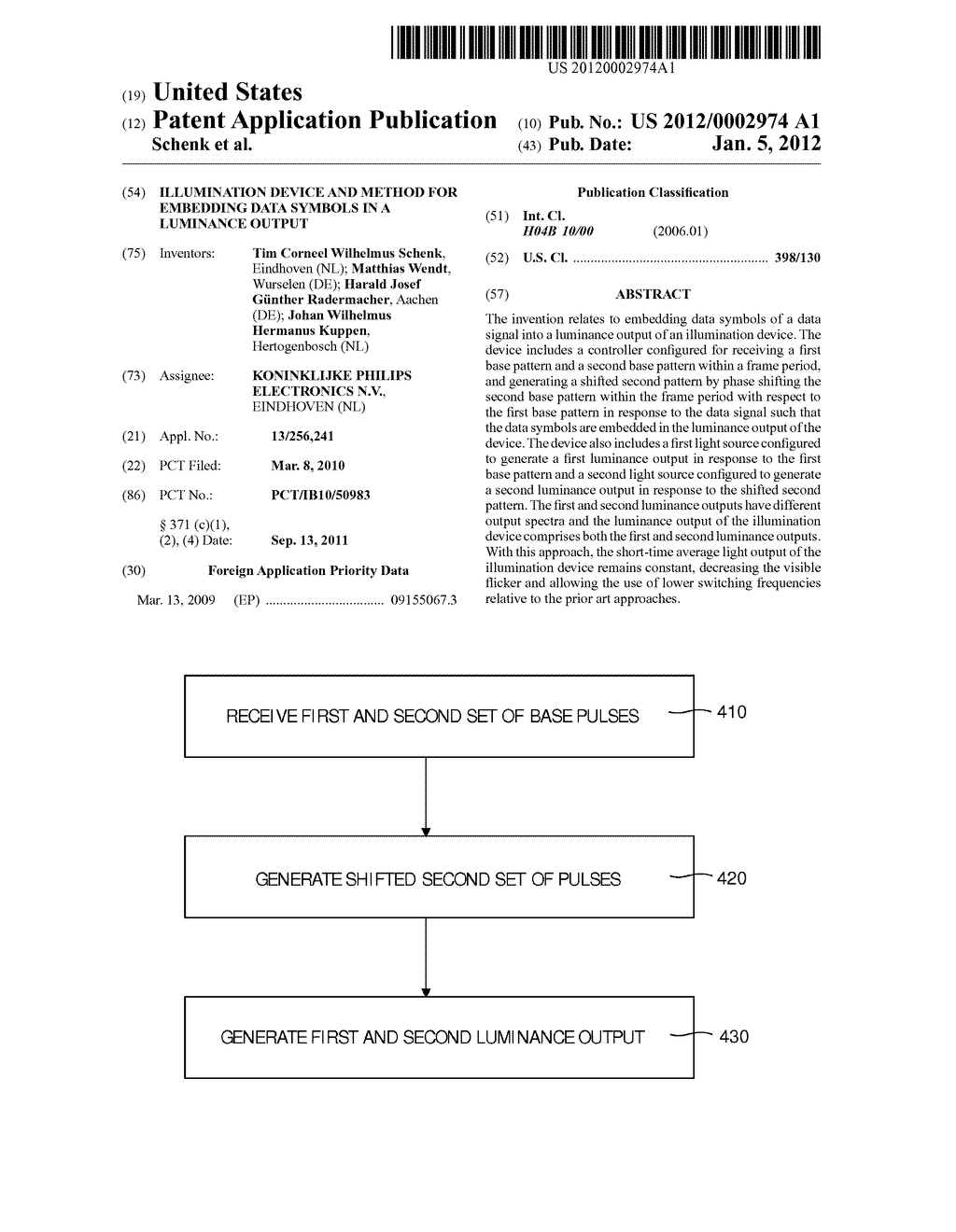 ILLUMINATION DEVICE AND METHOD FOR EMBEDDING DATA SYMBOLS IN A LUMINANCE     OUTPUT - diagram, schematic, and image 01