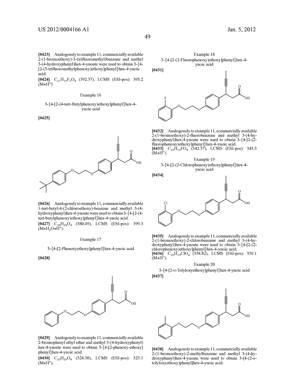 ARYLOXYALKYLENE-SUBSTITUTED HYDROXYPHENYLHEXYNOIC ACIDS, PROCESS FOR     PREPARATION THEREOF AND USE THEREOF AS A MEDICAMENT - diagram, schematic, and image 50