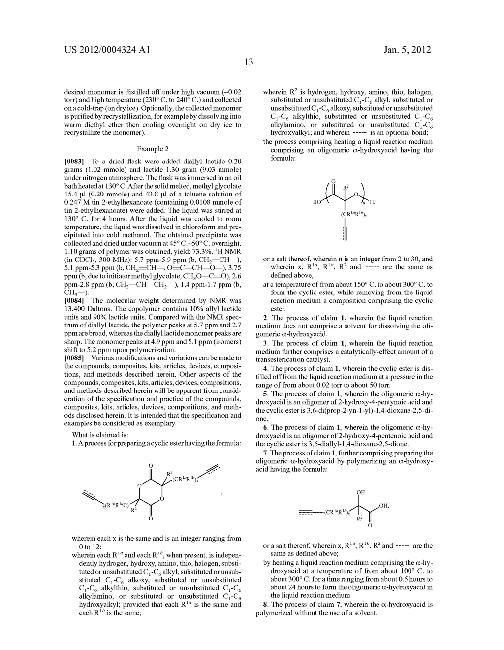 Process for Preparing Cyclic Esters Comprising Unsaturated Functional     Groups and Polyesters Prepared From Same - diagram, schematic, and image 14