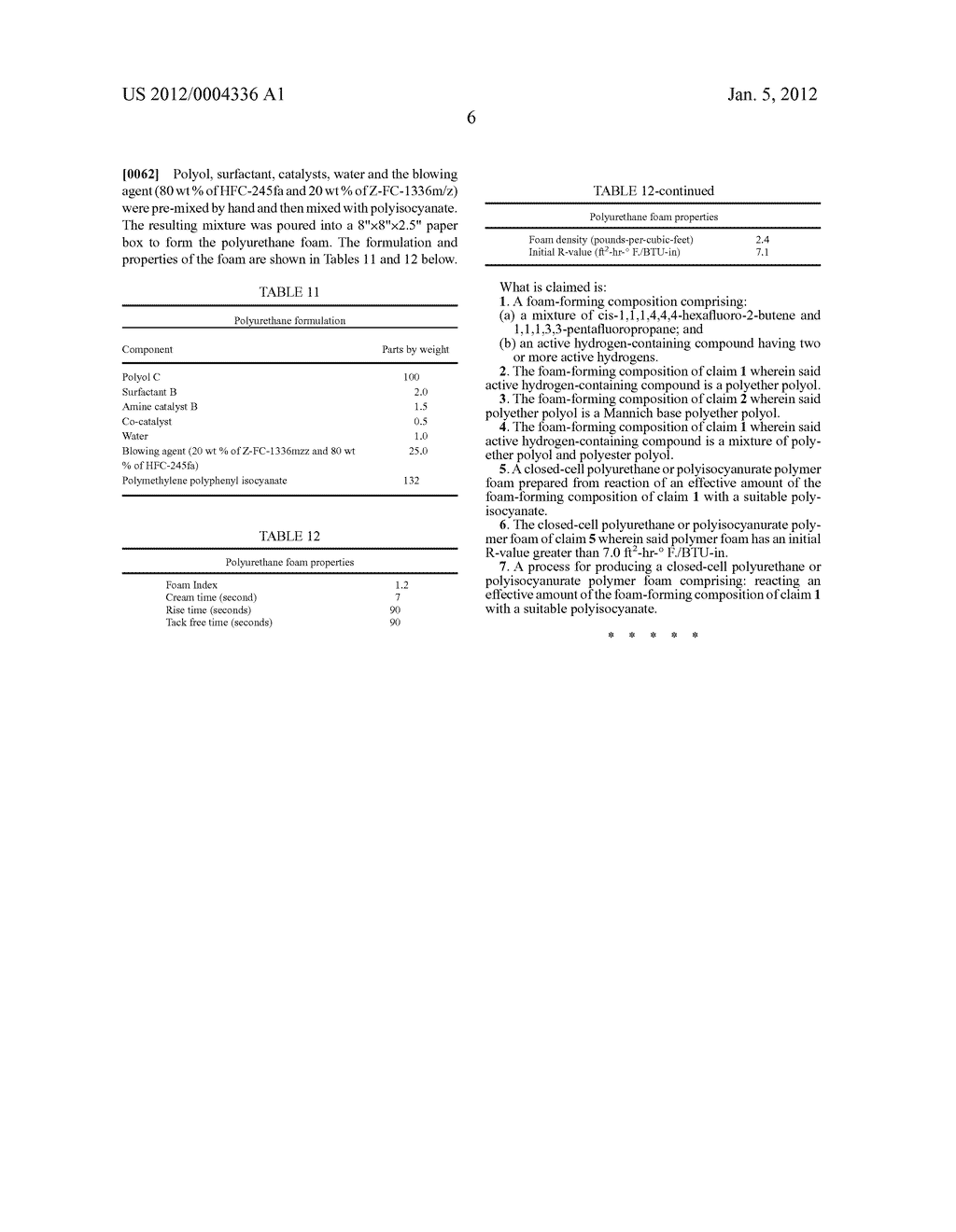 FOAM-FORMING COMPOSITIONS CONTAINING MIXTURES OF     CIS-1,1,1,4,4,4-HEXAFLUORO-2-BUTENE AND 1,1,1,3,3-PENTAFLUOROPROPANE AND     THEIR USES IN THE PREPARATION OF POLYISOCYANATE-BASED FOAMS - diagram, schematic, and image 07