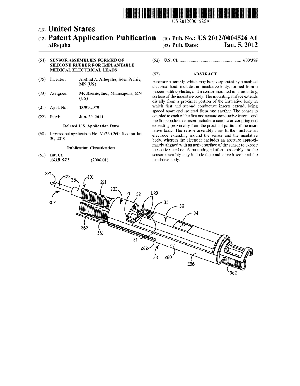 SENSOR ASSEMBLIES FORMED OF SILICONE RUBBER FOR IMPLANTABLE MEDICAL     ELECTRICAL LEADS - diagram, schematic, and image 01