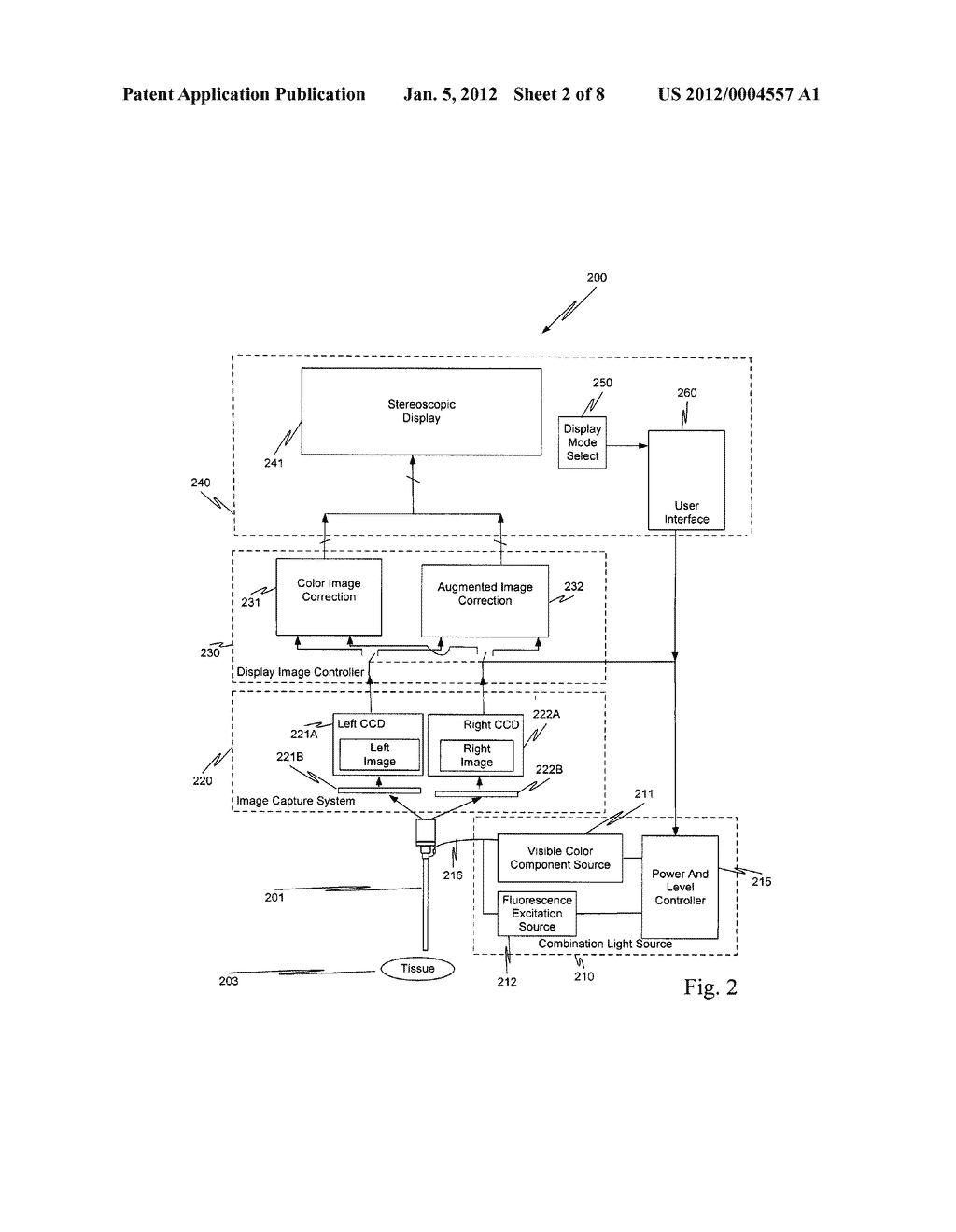 METHOD AND SYSTEM FOR FLUORESCENT IMAGING WITH BACKGROUND SURGICAL IMAGE     COMPOSED OF SELECTIVE ILLUMINATION SPECTRA - diagram, schematic, and image 03