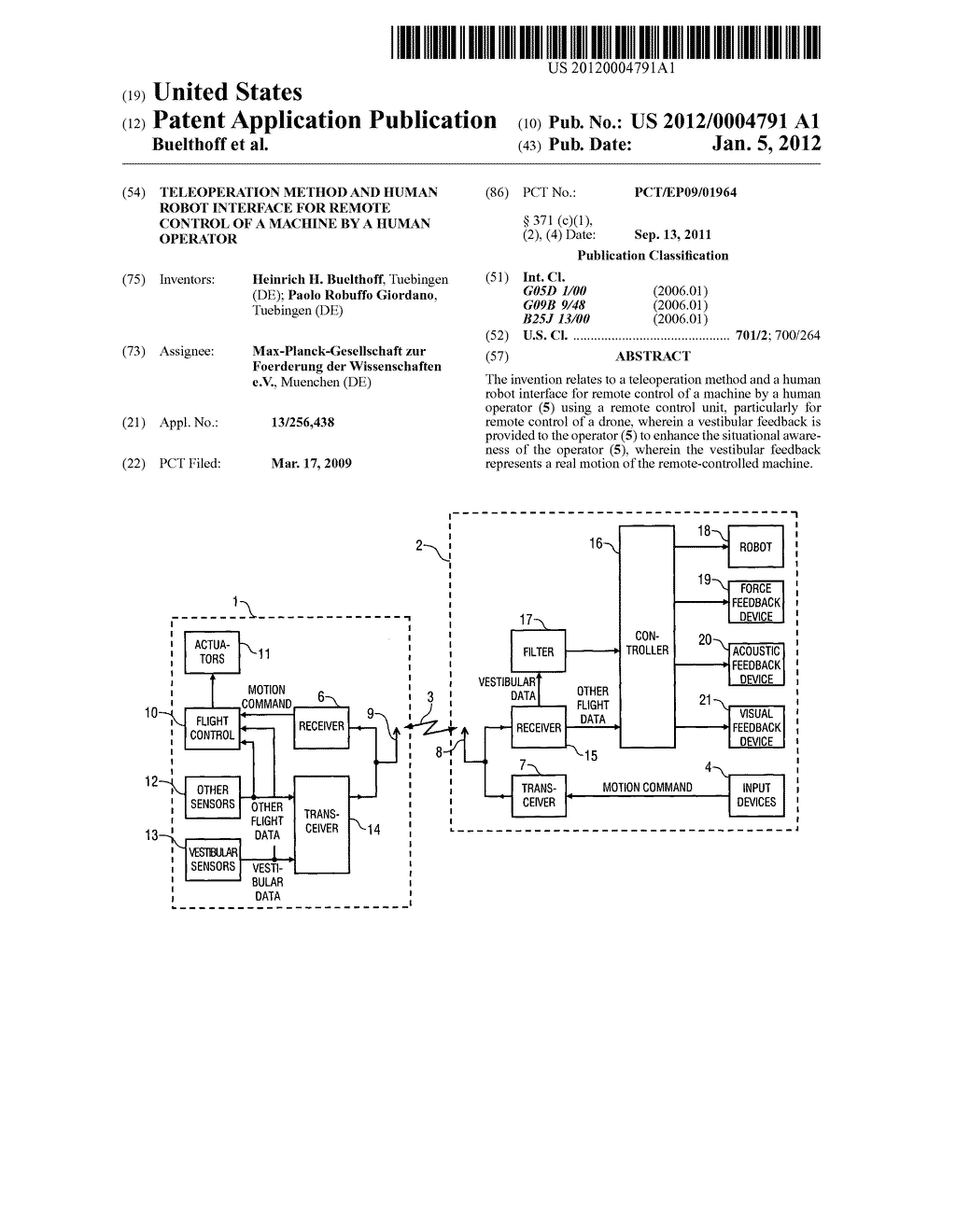 TELEOPERATION METHOD AND HUMAN ROBOT INTERFACE FOR REMOTE CONTROL OF A     MACHINE BY A HUMAN OPERATOR - diagram, schematic, and image 01