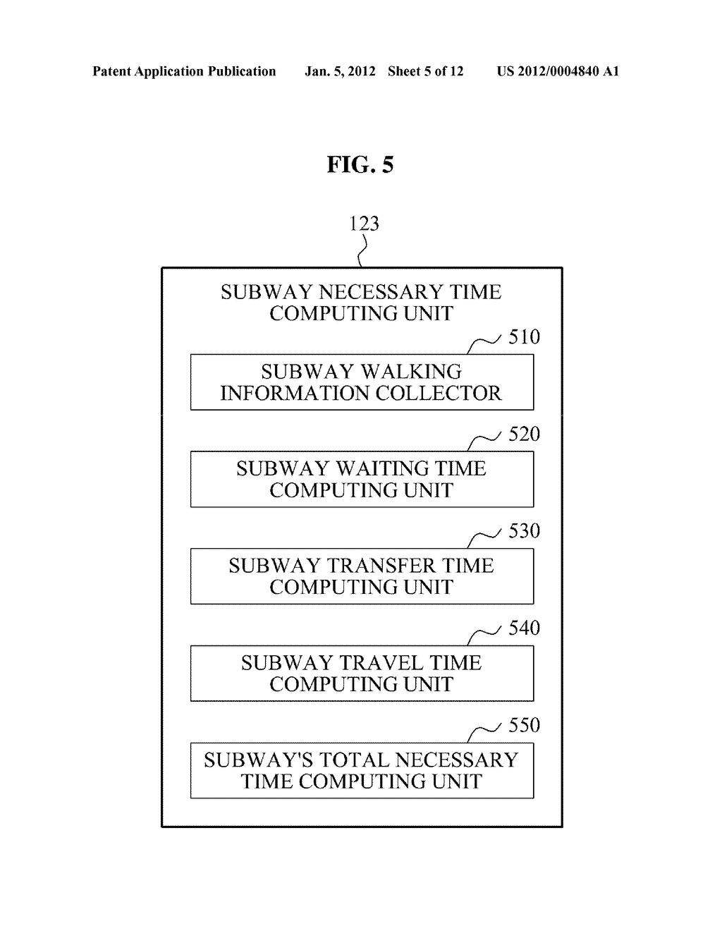 SYSTEM AND METHOD FOR COMPUTING NECESSARY TIME FOR TRAVEL BASED ON WAITING     TIME - diagram, schematic, and image 06