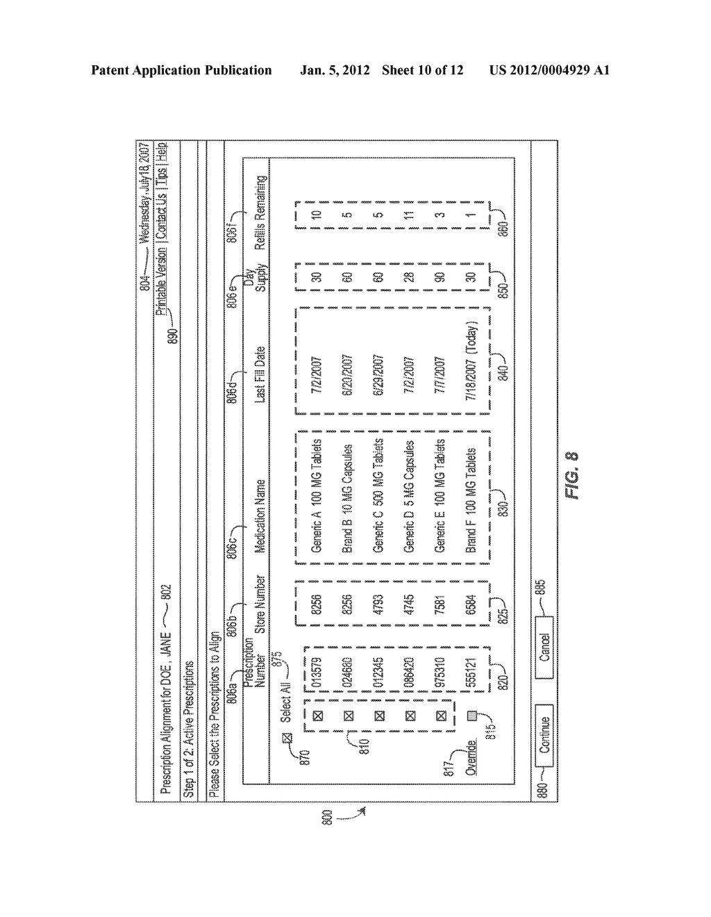 Method and System for Aligning a Plurality of Prescription Refills to     Multiple Alignment Dates - diagram, schematic, and image 11