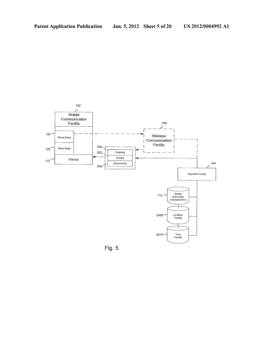 SYSTEM FOR TARGETING ADVERTISING CONTENT TO A PLURALITY OF MOBILE     COMMUNICATION FACILITIES - diagram, schematic, and image 06
