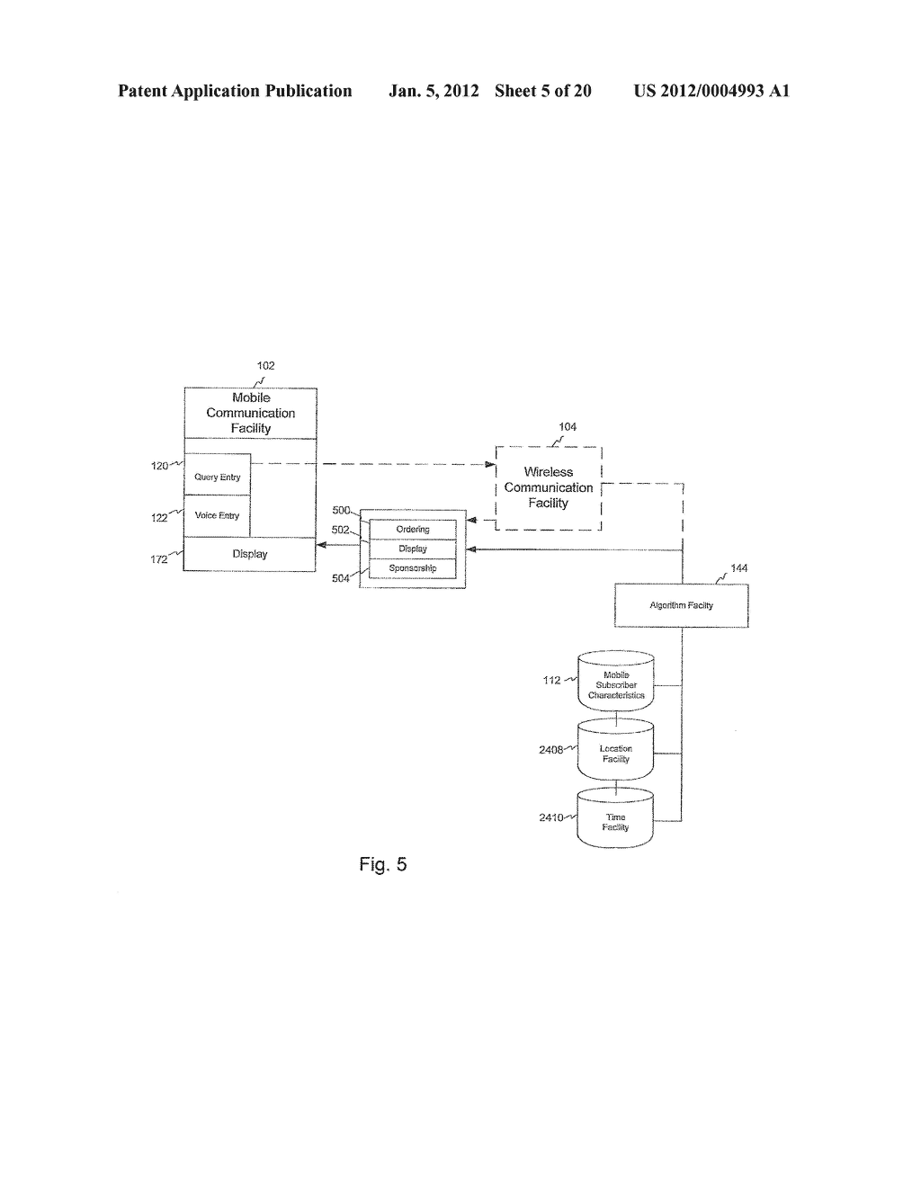 SYSTEM FOR TARGETING ADVERTISING CONTENT TO A PLURALITY OF MOBILE     COMMUNICATION FACILITIES - diagram, schematic, and image 06