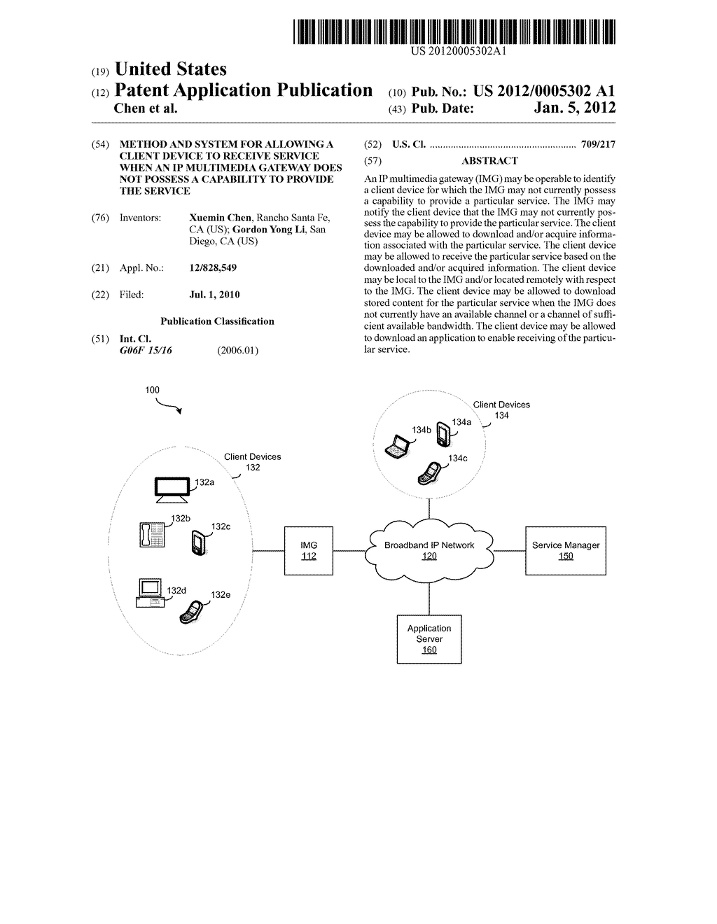 METHOD AND SYSTEM FOR ALLOWING A CLIENT DEVICE TO RECEIVE SERVICE WHEN AN     IP MULTIMEDIA GATEWAY DOES NOT POSSESS A CAPABILITY TO PROVIDE THE     SERVICE - diagram, schematic, and image 01