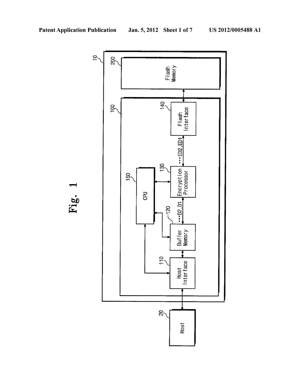 ENCRYPTION PROCESSOR OF MEMORY CARD AND METHOD FOR WRITING AND READING     DATA USING THE SAME - diagram, schematic, and image 02