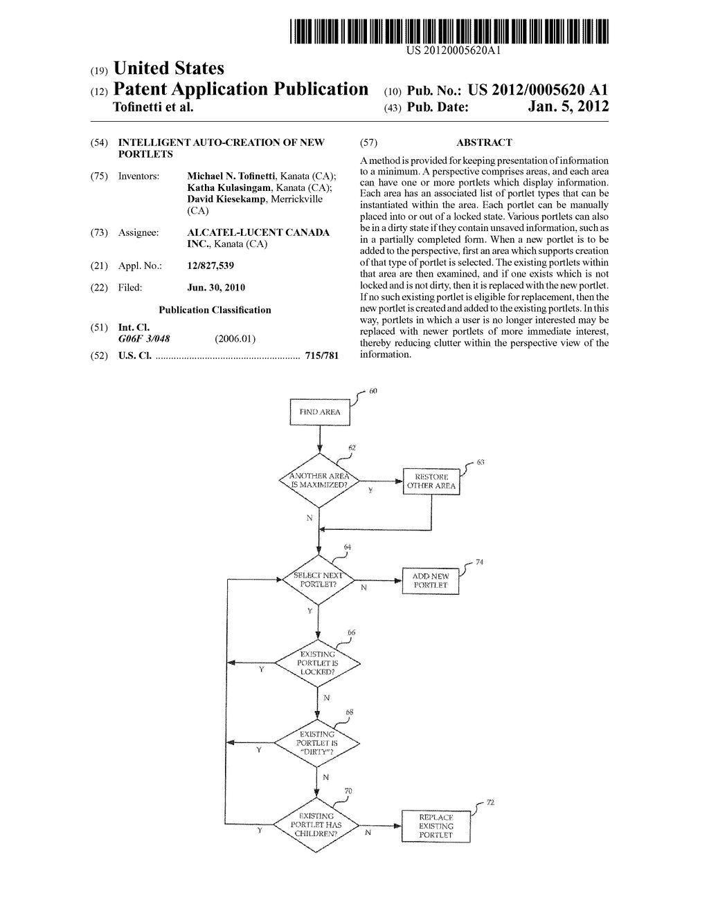 INTELLIGENT AUTO-CREATION OF NEW PORTLETS - diagram, schematic, and image 01