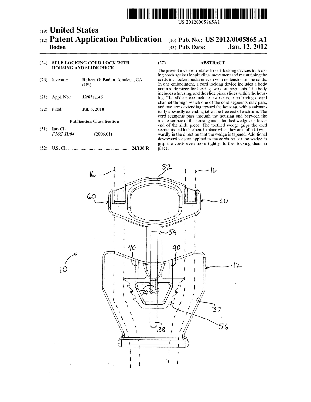 SELF-LOCKING CORD LOCK WITH HOUSING AND SLIDE PIECE - diagram, schematic, and image 01