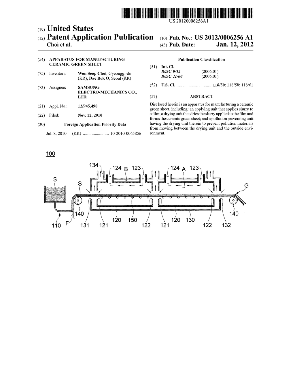 APPARATUS FOR MANUFACTURING CERAMIC GREEN SHEET - diagram, schematic, and image 01