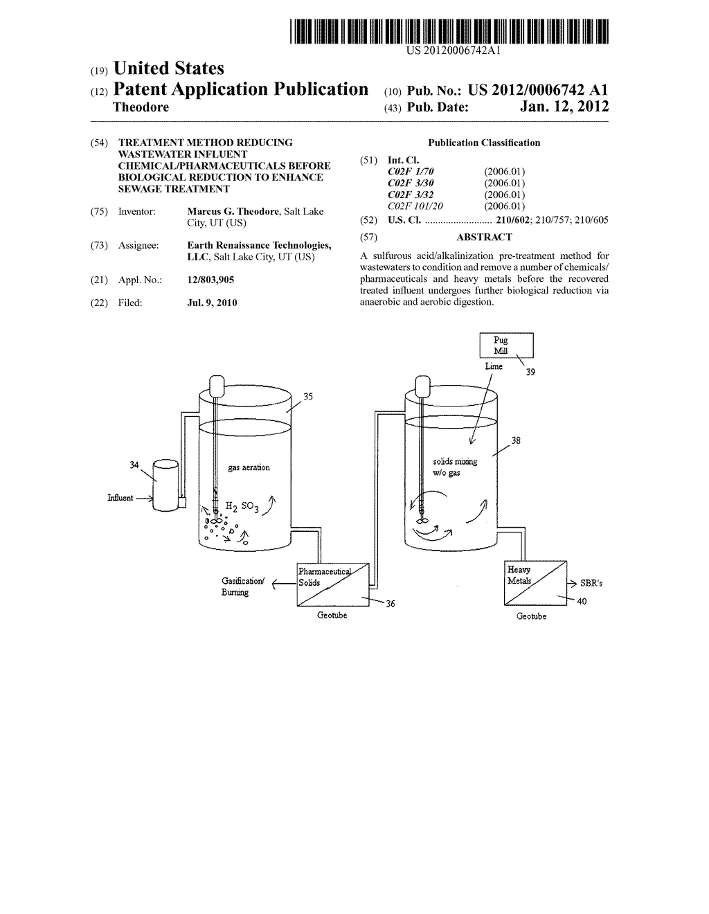 Treatment method reducing wastewater influent chemical/pharmaceuticals     before biological reduction to enhance sewage treatment - diagram, schematic, and image 01